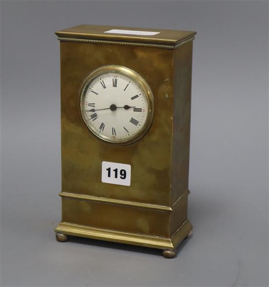 An Edwardian brass mantel timepiece height 22cm